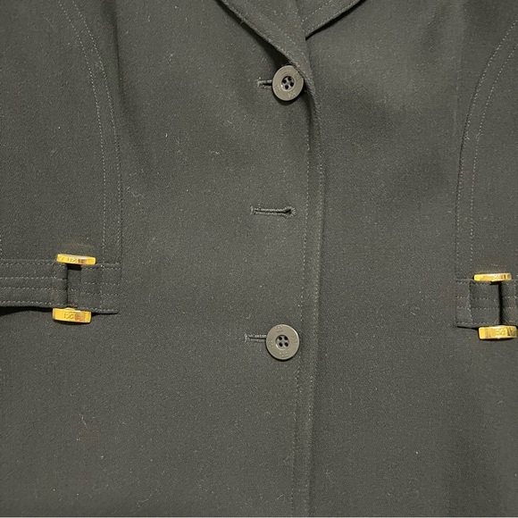 Escada Margarethe Ley Wool Fitted Belted Black Blazer Evening Jacket Party Vtg M - Picture 10 of 15